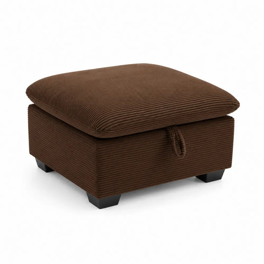 Brauner Cord-Hocker mit Stauraum