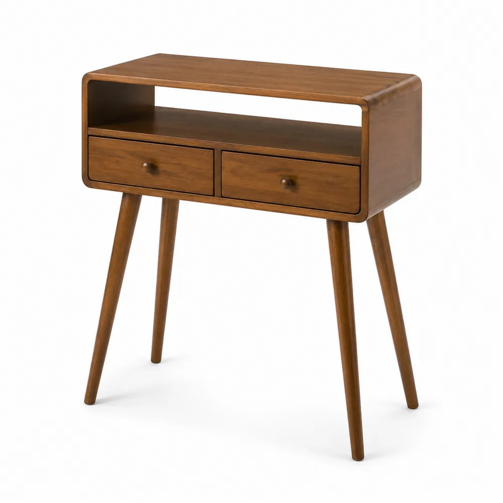 Holz Konsolentisch mit Schubladen und offenem Fach, Braun