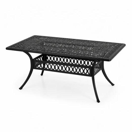 Rechteckiger Aluminium-Gartentisch Schwarz 160x90 cm