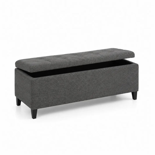 Gepolsterte Sitzbank mit Stauraum Textil Grau 120x40x45cm