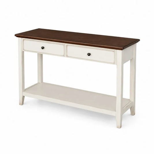Konsolentisch Weiß/Braun mit Kiefernholz und MDF-Schicht
