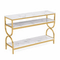Konsolentisch mit Marmoroptik Oberfläche und Metallrahmen, 3 Ebenen